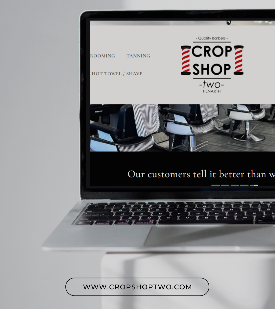 Screenshot of a client's revamped e-commerce homepage.